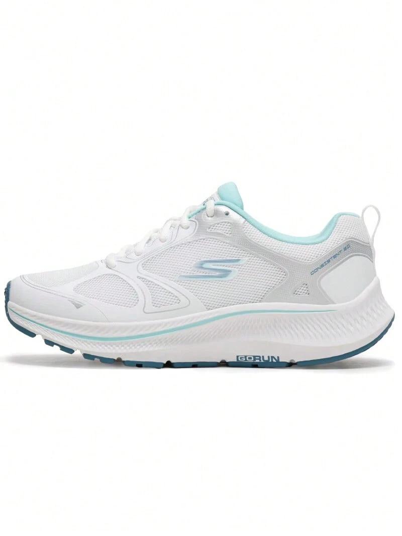 Skechers Zapatillas de running para mujer GO RUN Consistent 2.0 con soporte estable, amortiguación, malla transpirable, resistencia a la torsión y suela antideslizante - Blanco azul - Ver 1