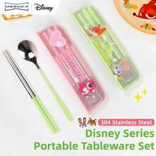 Mesuca Portable Reusable Cutlery Set Disney Character Series Mixed Colors Thick Odorless Compact Storage Box Suitable For Travel Office School Daily Dining 1 Set - Multicolor - View 7
