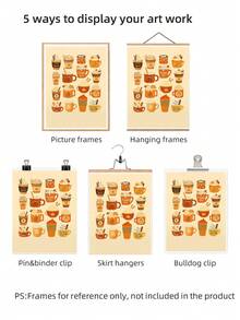 1pc Frameless Cartoon Pumpkin Spice Latte Wall Art Dorm Gift - Multi-color - View 8