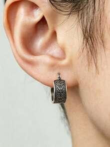 YUNCHUN 1 Pasang Anting Ukir Bohemian Perak, Aksesori Elegan Vintage Cocok Untuk Perjalanan Sehari-hari Dan Pakaian Liburan, Modis Dan Serbaguna - Perak - View 1