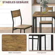 3-Piece Dining Set, Dining Table Set, 1 Table, 2 Chairs, MDF+Metal, Brown - 鄉村棕色 - 查看 4