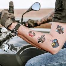 FTVLTAT 10 Sheets Motorcycle Racing Bike Temporary Tattoo Stickers, Watercolor Long-Lasting Waterproof Tattoo Stickers, Perfect For Party Accessory Supplies, Motorcycle Theme Party Essential - Multicolor - View 6