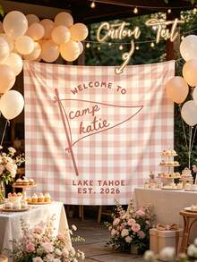 Personalized Camping Bachelorette Party Banner, Customized Party Welcome Backdrop, Suitable For Room Decor, Home Decor, Seasonal Multi-Purpose Romantic Theme Party Decoration Sign, Creative Bridal Shower Welcome Board, Suitable For Room Decor, Home Decor - Multicolor - View 2