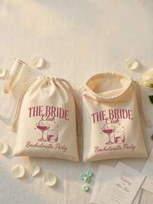 12pcs Bridal Club Bachelorette Party Drawstring Bags, Cocktail Glass Print Natural Linen Gift Bags, Reusable Bridesmaid Gift Bags, Suitable For Bridal Shower, Bridesmaid Gifts And Bachelorette Party Supplies - View 8