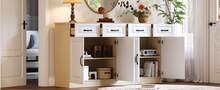 Sideboard, White And Natural Wood With 4 Drawers - 自然白 - 查看 7