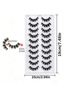 10 Pairs 5D Fluffy Mink Lashes, 3D Natural False Eyelashes, Soft Mink Eyelash Extension Makeup Kit Tools - View 6