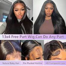 13x6 Invisible Lace Front Wig Mixed Hair 13x4 Natural Black Straight Hair HD Transparent Lace Front Wig Mixed Hair Pre-Plucked With Baby Hair 200% Density Ready To Wear 5x5 Glueless Wig Suitable For Women All Skin Tones Halloween Wig Natural Black - Natural & Black - View 4
