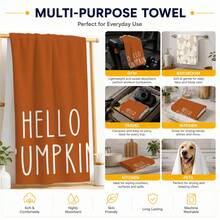 2pcs Pumpkin Pattern Kitchen Towels, Soft Fabric Absorbent Hand Towels With Floral Design, Rustic Autumn Style, Suitable For Kitchen, Dining Room, Thanksgiving, Halloween, Autumn Party, Harvest Season, Home Decor, 4/6/8pcs Set - Multicolor - View 7
