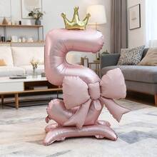 2pcs 42 Inch Blue Base Crown Number Foil Balloon With 21 Inch Pink Bow Balloon, Valentine's Day Birthday Wedding Party Gathering Decoration Balloons - View 12