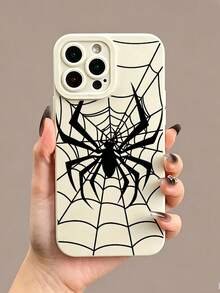 Phone Case - Fashionable Cute Beige Spider Web Pattern Phone Case, Anti-Slip Anti-Drop Suitable For IPhone18/18Pro/18ProMax/17/17Pro/17ProMax/16/16Pro/16ProMax/15/15Pro/15ProMax/14/13/12/11 - Beige - View 3