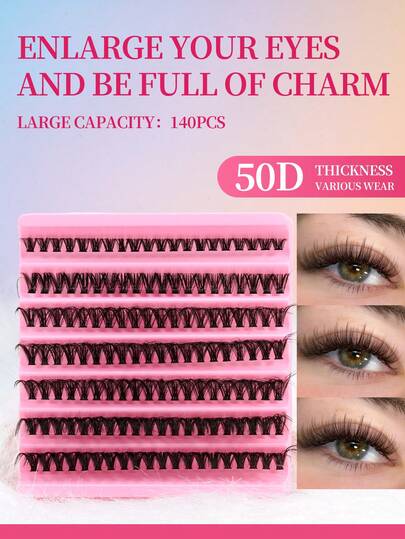 40D 50D 60D Dense Single Cluster Wispy Eyelashes, 3D Voluminous Big Eye Look
