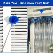 1pc Extendable Spider Web Duster With Medium Stiff Bristles, Retractable Stainless Steel Pole For Indoor & Outdoor Cleaning, No Battery Required, Ideal For Kitchen, Bedroom, Living Room, Bathroom, Duster For Home Cleaning - Blue - View 3