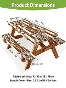 Juego de 3 piezas de mantel para picnic con cubierta de banco, diseño de borde elástico, patrón de líneas florales, mantel rectangular lavable, adecuado para bodas, camping, picnics, fiestas en el jardín y talla grande, esencial práctico - E - Ver 3
