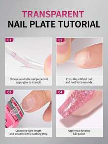 1 Box Extra Long Tapered Half Cover Nail Tips, No C-Curve Natural Straight Acrylic Nails - Champagne - View 6
