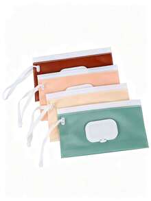 Solid Color Portable Wet Wipes Storage Bag, Super Convenient For Hanging On Strollers, Press-To-Open Lid For Moisture Lock And Dust Protection, A Great Helper For Outings With Kids! - Multicolor - View 11