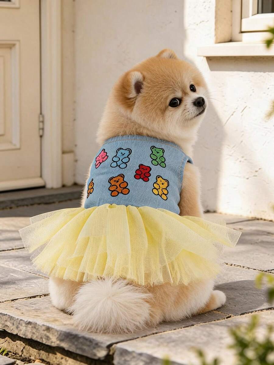 1 Buah Pakaian Hewan Peliharaan 2026 Model Baru Gaun Lucu untuk Anjing Kecil, Anak Anjing, Kucing, Sederhana dan Serbaguna, Seperti Boneka Beruang, Lembut, dan Mengembang. - MultiWarna - View 1
