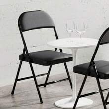 4 Pack Folding Chairs, Fabric Dining Chair Set With Padded Cushion And Back, Indoor Outdoo Seat For Home Office Events Wedding Party Charcoal Fabric Seating - Black - View 8