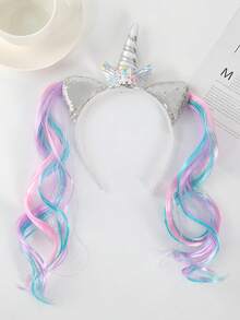 1pc Women's Cute Unicorn Hairband, Cartoon Pony Animal Hairpin, Party And Event Headwear Accessory - Multicolor - View 9