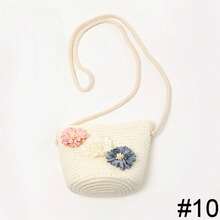 Linda y Bolsa de Almuerzo para Niños, Bolso de Princesa de Verano, Bolso de Mano de Paja Transpirable con Flores para Bebés, Bolso de Moda para Niños y Niñas Y1RN - 1 Bolsa verde menta - Ver 10