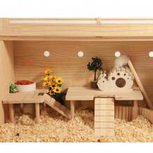 1 Set Solid Wood Double-Layer Platform Table With Ladder, Suitable For Hamsters, Gerbils, Golden Hamsters To Climb, With Hideout And Landscape Platform, Suitable For Small Pets, All Seasons - S - View 9