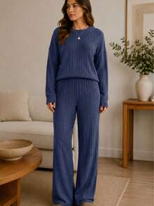 Women Two-Piece Outfits - Navy Blue - View 6