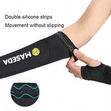 1 Pair Volleyball Arm Sleeves With Thickened Foam And Wrist Support, Thumb Hole Design, Unisex, Suitable For Training And Competition Volleyball Accessories - Black - View 4