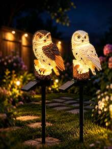 1pc Owl Shaped Solar Powered Ground Light, Wireless Outdoor Landscape Decorative Light, Suitable For Yard, Lawn, Porch, Garden Holiday Decoration - Multicolor - View 2