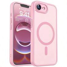 Matte Translucent Magnetic Phone Case Compatible With IPhone 17E 16E 17 Air 16 15 14 13 12 11 Plus Pro Max Camera Protection Shockproof Shell - Pink - View 2