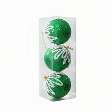 3 Pcs Christmas Ball Ornaments Set For Tree Sequin Decor Hanging Decor - Green - View 6