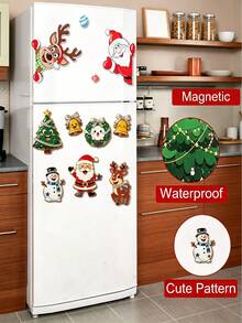 7/1pc Christmas Refrigerator Magnets Set, Santa Claus, Christmas Tree, Snowman, Reindeer, Bell Soft Magnetic Ornaments, Reusable Holiday Decorations - Multicolor - View 10