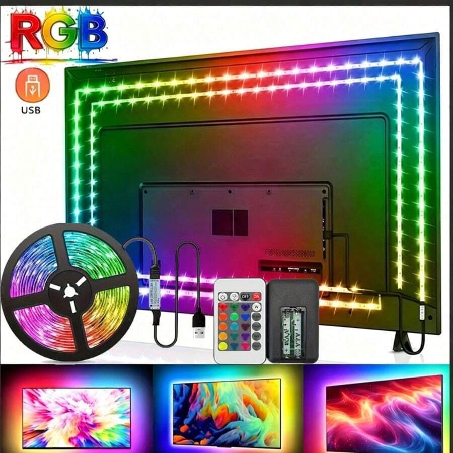 Acosh Neon 1m-40m LED Light Strip With 24-Key Remote Control And USB Power Supply, Easy Installation, Suitable For Bedroom, Living Room Ceiling Decorative Lighting, Christmas Holiday Party Atmosphere Light, Game Room, TV Backlight, RGB Lighting