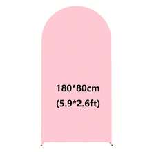 粉色拱門背景布 5ft/6ft/6.6ft/7.2ft 婚禮拱門套布 2件組 彈性布料 圓頂拱門背景布 適用生日派對婚禮拱門框架裝飾（不含拱門框架，僅布料背景） - 粉紅色 - 查看 11