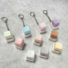 Solid Color Plastic Keyboard Keycap Stress Relief Keychain, Mechanical Switch Button Pressure Release Pendant, Portable Backpack Charm, Pocket-Sized Handheld Accessory, Daily Decorative Ornament And Holiday Gift - Multicolor - View 3
