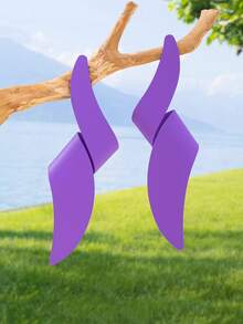1 Pair Metal Geometric Oversized Stud Earrings - Purple - View 3