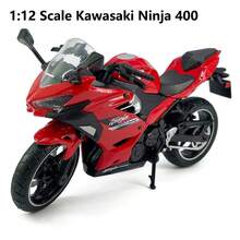 Burago Model Motor Die-Cast Paduan Aluminium Kawasaki Ninja 400 Skala 1:12 (Hijau/Merah), Dekorasi Meja Kreatif dengan Dudukan Pajangan, Hadiah - MultiWarna - View 12
