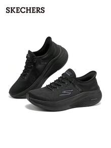 Skechers 女士閃穿GO RUN 免系鞋帶一腳蹬透氣網面通勤緩震跑鞋 - 黑色 - 查看 2