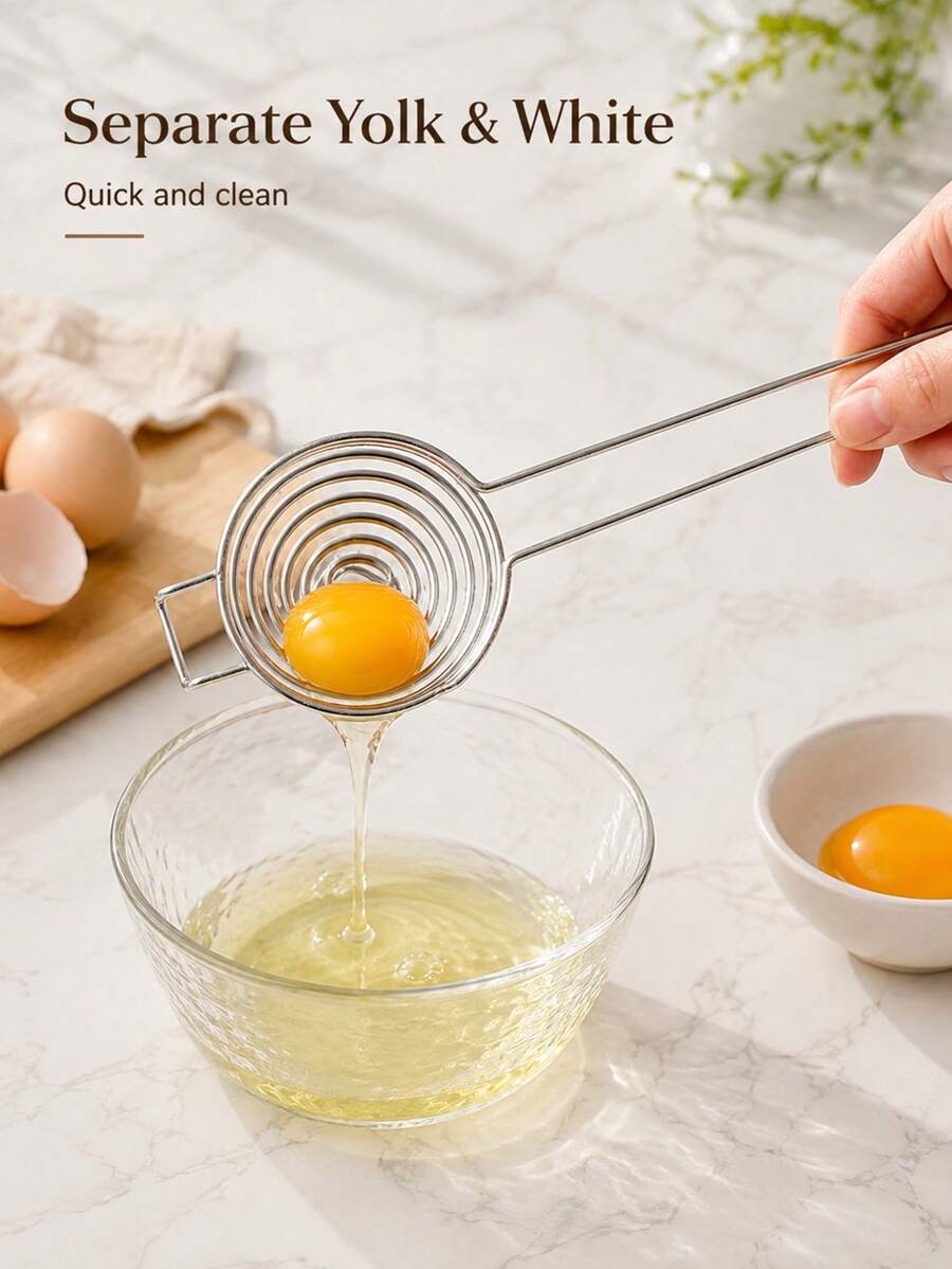 1pc Egg Yolk Separator Kitchen Gadget, Premium Practical Egg Separator Tool, Handheld Egg White Separator, Suitable For Baking, Cooking, Dessert Making, Easy To Clean And Labor-Saving Home Kitchen Supplies - Multicolor - View 1