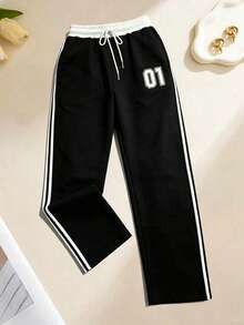 Women's Casual Pants, Digital Print Design, Comfortable For All Seasons, Suitable For Sports, Fitness, Home Leisure And Office Wear Black - Black - View 3