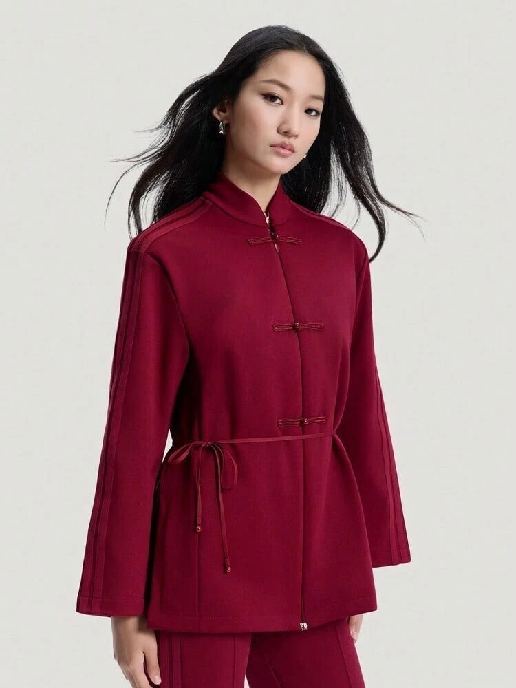 Adidas 女款SUIT JACKET運動休閒寬鬆夾克外套HY2111 - 紅色 - 查看 1