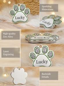 Custom Engraved Pet Name Tags, Personalized Pet Labels, Personalized Dog Collars, Pet Pendants, Cute Cat And Dog Name Tags, Custom Dog Tag Pendants, Personalized Cat And Dog Pet Identification Name Pendants, Custom Decorative, Engraved, Stainless Steel Pet Collar Tags Pendants. - Multicolor - View 9