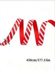 Red And White Diagonal Stripe Ribbon, Christmas Packaging Craft Decorative Ribbon, Wreath Bows, Holiday Party Decoration, Suitable For Gift Wrapping, Holiday Decor - Multicolor - View 10