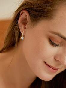 XUJIA 1 Pair Moissanite Pendant Earrings For Women, D Color VVSI Clarity, 925 Sterling Silver, Wedding Anniversary Birthday Gift - EMO-323 - View 8