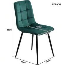 Dining Set (5-Piece), Dining Table With 4 Chairs Set, Modern Kitchen Table Set, 140*80cm Kitchen Table With Black Metal Legs, MDF Tabletop In Grey, Dark Green Velvet Dining Chairs - 灰色 - 查看 2