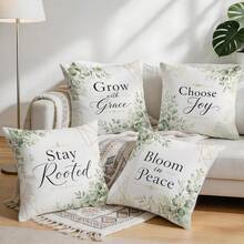 4pcs/1pc Eucalyptus Inspirational Text Pattern Pillow Case Without Insert, Single-Sided Printed Pillow Case, Suitable For Living Room Bedroom Home Decor, All Season Pillow Case - Multicolor - View 9