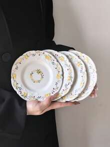1pc/4pcs Berry Lemon Ceramic Dinner Plate, 6-Inch Exquisite Modern Ins Style French Handmade Painted Dining Plate, Cute Design Storage Plate, Multi-Functional Storage, Ceramic, Dishwasher - Multicolor - View 10