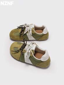 NZNF Premium Flat German Training Shoes For Women, New Autumn Style, Versatile Sports Shoes To Match Skirts - Green - View 6