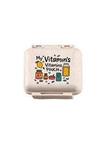 迷你 6 格便攜藥盒，收納盒，旅行藥盒，印有「My Vitamins」和維生素圖案，6 格小藥盒，密封包裝收納盒，6 天週用藥盒，旅行必備藥盒，日常維生素藥盒，口袋藥盒，精緻收納盒，居家必備，旅行必備 - 彩色 - 查看 13