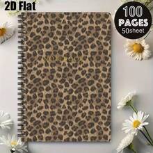 1pc Leopard Print Spiral Notebook, Beautiful Spiral Notebook, Suitable For Women, Suitable For Her, Sweet Diary And Notes, Sweet Notebook, Diary - One Book (50 Pages, 100 Pages) - View 3
