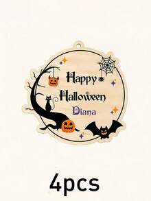 Custom Halloween Wooden Plaque, Spooky Personalized Name Door Hanger, Customized Name Wall Hanging Decor, Customizable Party Sign For Entryway, Porch, Room, Rustic Holiday Gift, Halloween Home Decor, Personalized Halloween Wooden Sign, Family, Friend - Multicolor - View 10