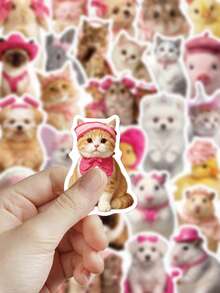 54pcs Pink Animals Meme Stickers For Adults Teens Sticker Enthusiasts Scrapbooking Journaling Laptops Skateboards More, Add A Fun Touch To Your Devices! - Pink Animals Meme - View 6